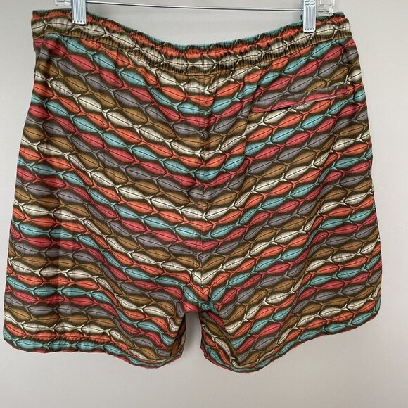 Rainforest Mens Swim Trunks With Mesh Brief Pockets XL Fish Pattern Multicolor - Picture 2 of 6